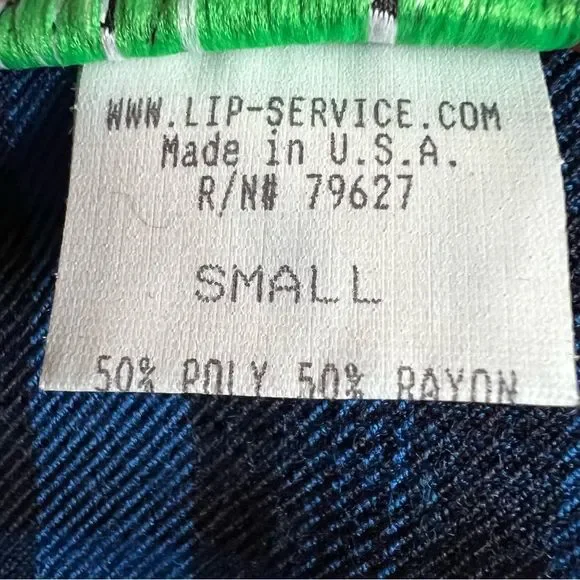 NWT vintage Lip Service blue plaid miniskirt with buckles and safety pin sz S - Picture 13 of 13